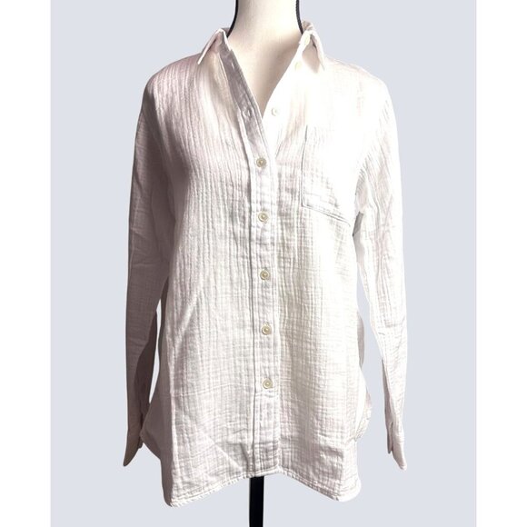 J.CREW Womens Classic Shirt Sz PS Garcon in cotton-Linen Gauze Botton-up Casual - Picture 2 of 12